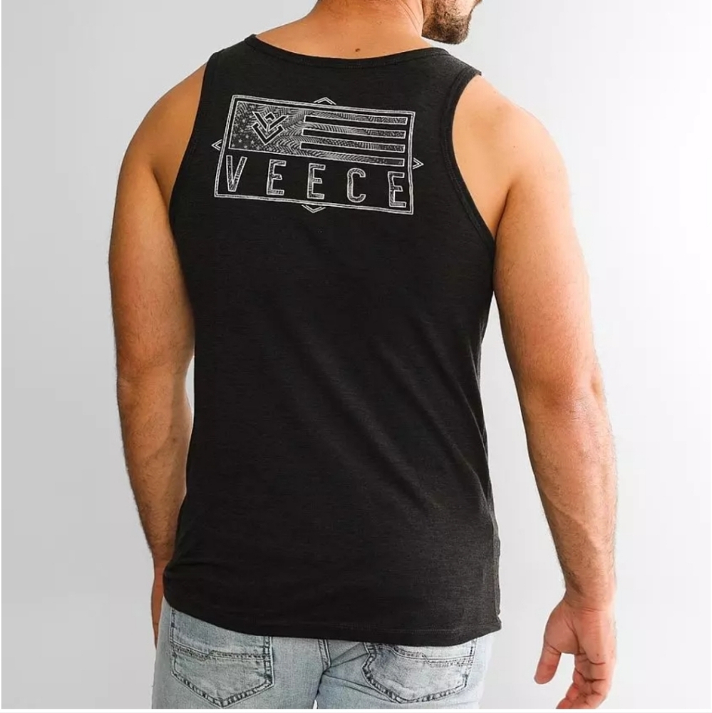 Veece Palms and Stars Charcoal Gray Tank Top